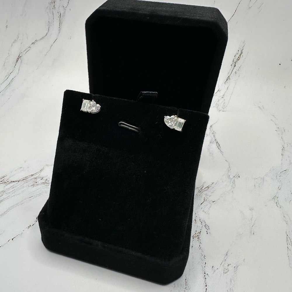 2 ctw Heart & Emerald Moissanite Earrings